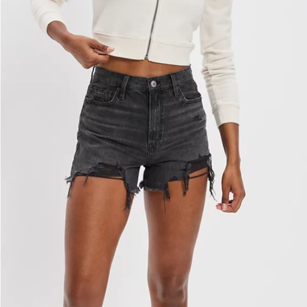 American Eagle Outfitters Black Distressed Women Shorts